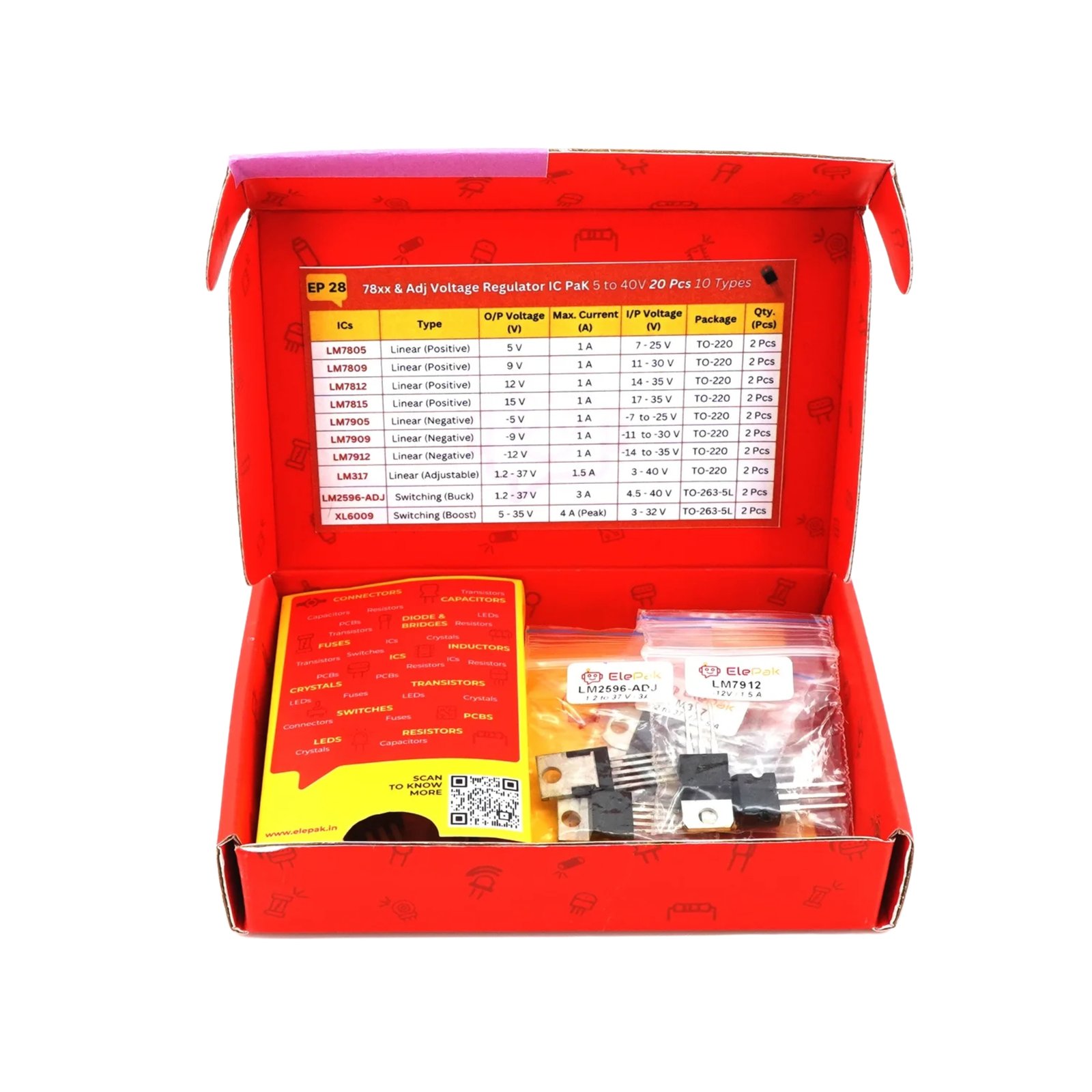 78Lxx & Adj Voltage Regulator IC Pak 5 to 40V 20 Pcs 10 Types