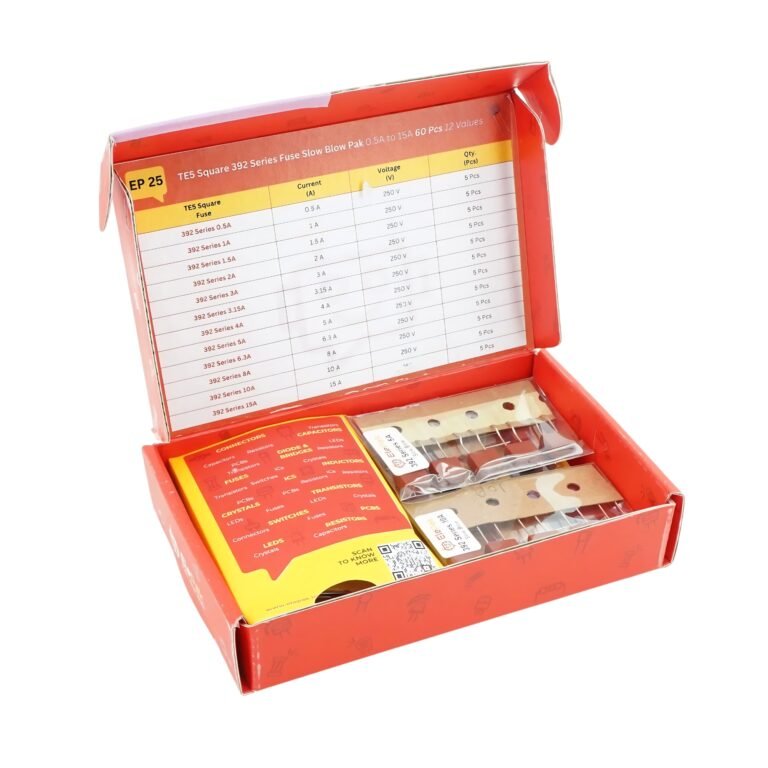 TE5 Square 392 Series Fuse Slow Blow Pak 0.5A to 15A 60 Pcs 12 Values