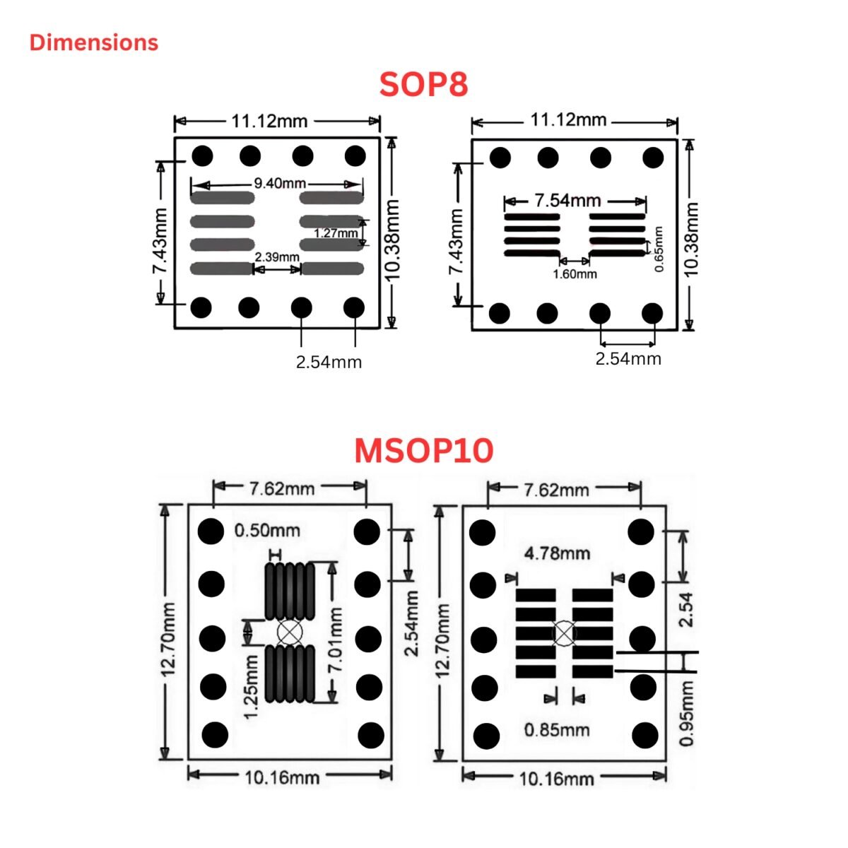 SMD_PCB_SSOP_SOT_SOP_MSOP_Dimensions