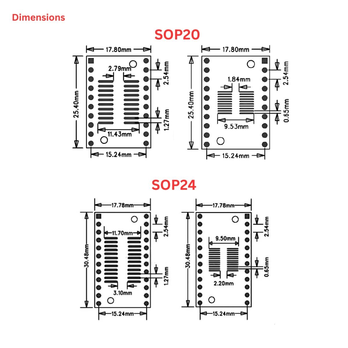 SMD_PCB_SSOP_SOT_SOP_MSOP_Dimensions